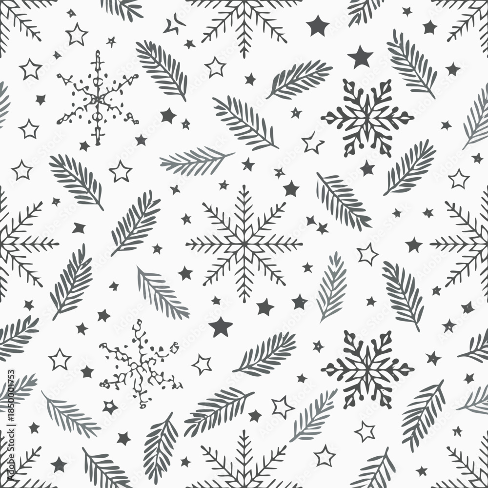 Fototapeta premium Snowflakes and Stars Pattern