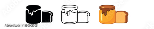 beekeeping honey drip jar and bread toast illustration minimal