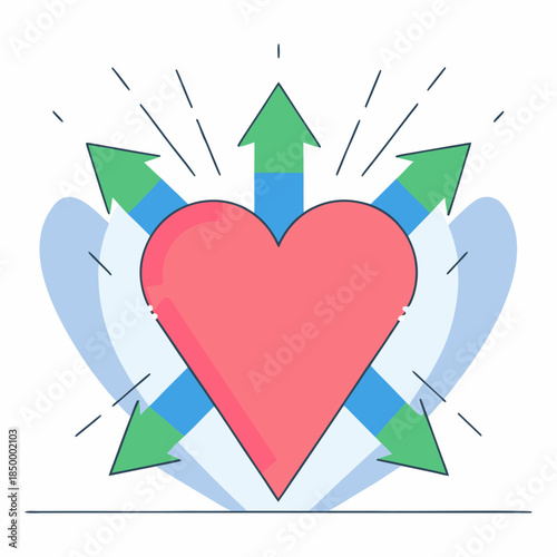 Abstract Heart Icon Constructed Using Arrows And M(1)