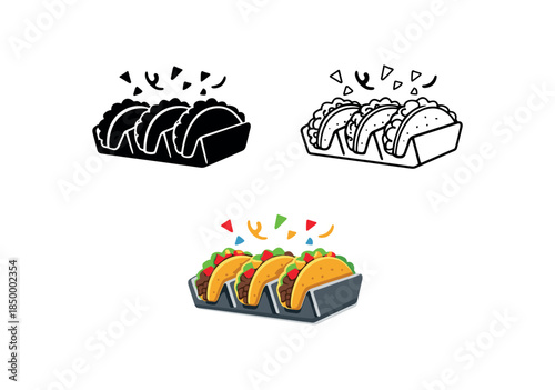cinco de mayo trio of tacos holder with confetti sprinkles