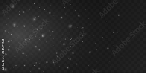White glowing dust spreads gently with delicate bokeh. Tiny particles add magical winter charm. Perfect overlay for elegant holiday and seasonal designs vector