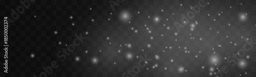 Soft white dust sparkles with delicate shimmering bokeh. Light particles create a serene festive atmosphere. Perfect overlay for Christmas and winter compositions vector