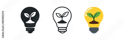 eco sustainability plant sprout light bulb pot