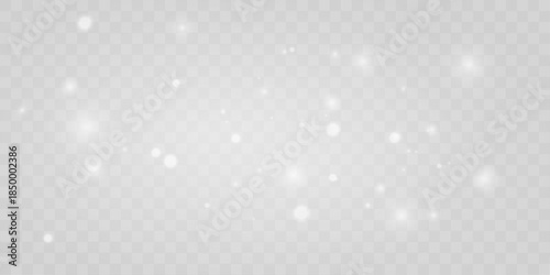 Airy white dust glows softly with soft bokeh light. Light powder floats elegantly adding festive calm. Perfect overlay for Christmas and seasonal designs vector