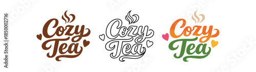 lettering three text only designs with phrase cozy tea
