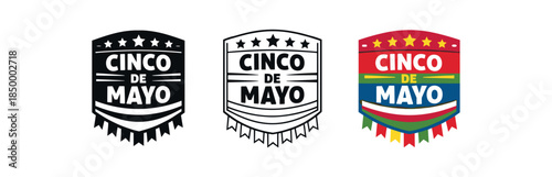cinco de mayo fiesta banner badge with stripes and stars motif