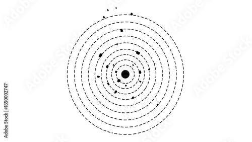 Simple Black and White Solar System Diagram.
