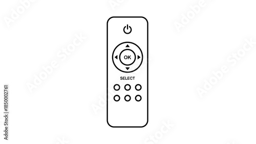 Simple Black and White Television Remote Control.