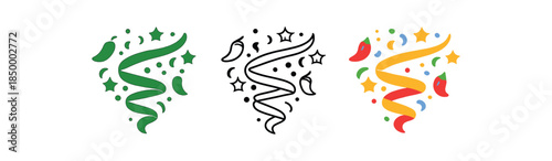 cinco de mayo fiesta confetti swirl with tiny chilies and stars