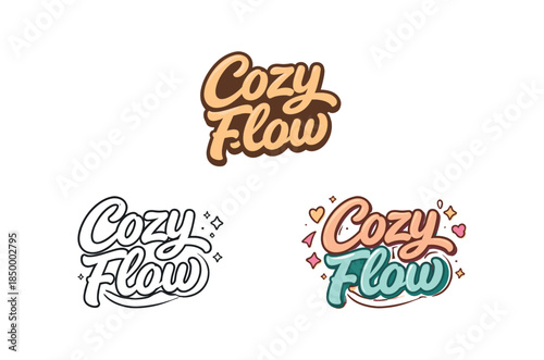 lettering three text only designs with phrase cozy flow