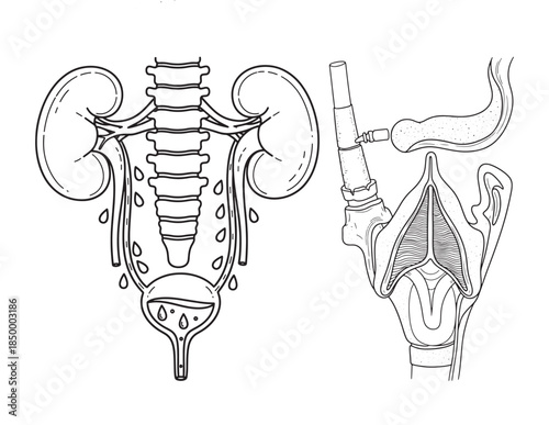 Medical Illustration: Urology and Airway Intubation Procedure