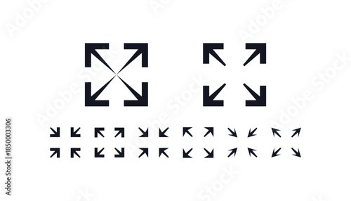 Resize and Expand Arrow Icons Fullscreen UI Vector