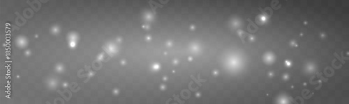 White dust sparkles softly with luminous bokeh highlights. Airy particles float lightly creating a magical winter charm. Perfect overlay for festive cards and designs vector