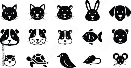 set of black silhouettes of animals