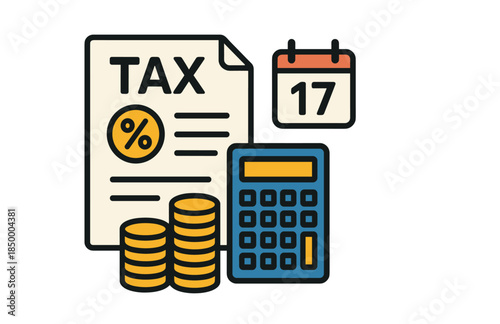 Tax document with calculator and calendar icon