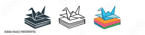 hobby origami paper stack with folded crane