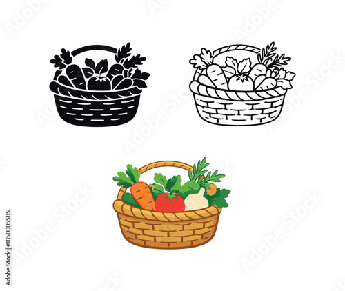 slow living wicker basket of fresh herbs and seasonal vegetables