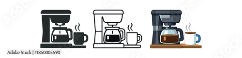 morning routine coffee maker and cup ready on