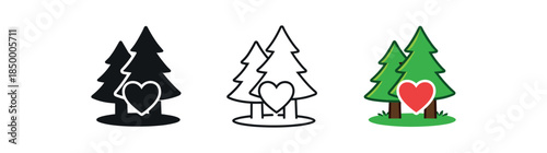 eco nature protection forest sign with tree and heart symbol