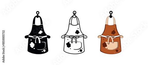 pottery craft potter apron hanging on hook with clay splatters visible