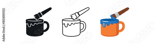 pottery craft dripping glaze brush applying color to mug rim