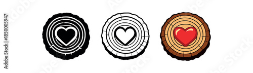 eco nature protection tree ring slice with heart center