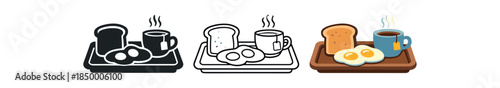 morning routine breakfast toast eggs and tea on tray