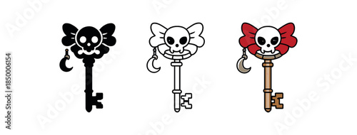 underworld myths key with skull bow and tiny crescent charm