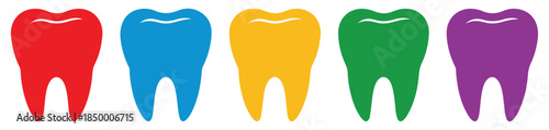 colorful tooth anatomy icon set
