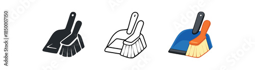 home cleaning routine dustpan and brush set leaning together