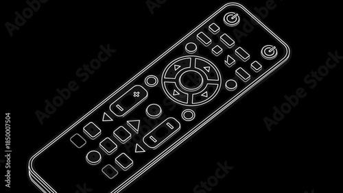 Simple Line Drawing of a Remote Control.