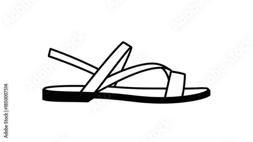 Simple Line Drawing of a Sandal 2.