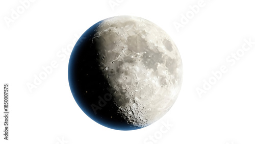 Tableau sur toile Detailed moon PNG isolated on transparent background, lunar surface with craters