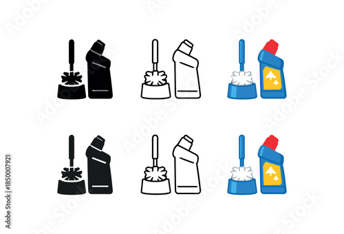 home cleaning routine toilet brush and cleaner bottle simple set