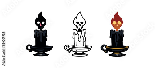 gothic candle black candle flame shaped like skull