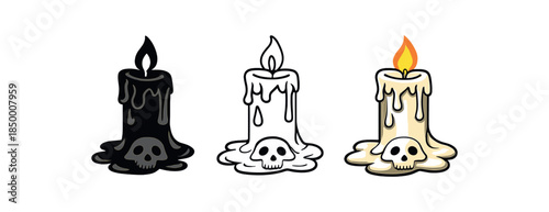 gothic candle melted wax pool forming faint skull shape