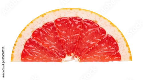 Canvastavla Half grapefruit slice isolated PNG, vibrant red citrus fruit on transparent back