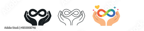 neurodiversity hands gently holding infinity symbol with soft lines inclusion