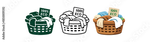 eco laundry basket with mixed fabrics linen cotton and care note card