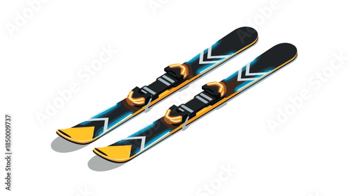 Modern 3d ski equipment with vibrant gradient design on white background