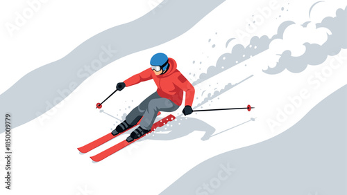 Dynamic skiing adventure: winter sport action on snowy slopes