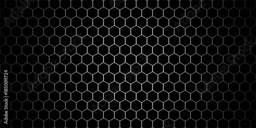 black background. Dark hexagon carbon fiber texture. Metal texture steel background. Design template vector illustration