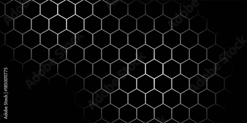 black background. Dark hexagon carbon fiber texture. Metal texture steel background. Design template vector illustration