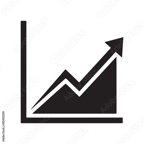Graph showing upward trend and growth indicating success and positive business progress