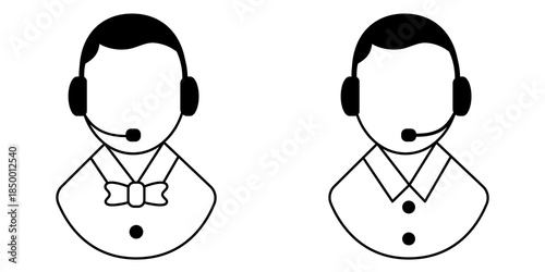 Customer service icon set isolated on white background, modern and clean support graphics for call center, customer care, helpdesk, online support, and business communication use.