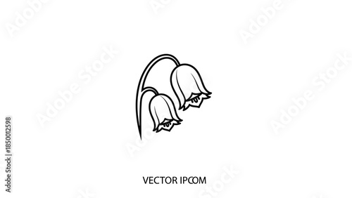 Simple Line Drawing of Three Bell Flowers.