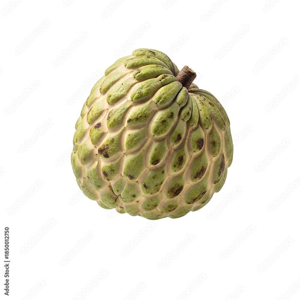 Obraz premium Whole Cherimoya Fruit PNG. Single fresh green custard apple isolated. Exotic tropical healthy food ingredient. Annona isolated