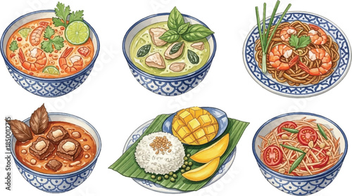 Traditional Thai Cuisine Illustration