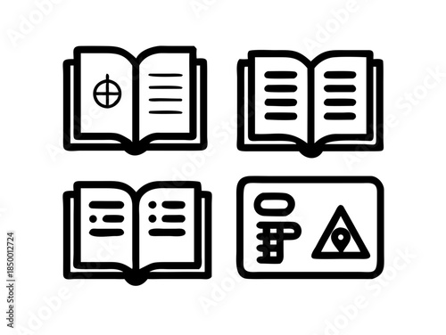School And Learning Icons Book Based Symbols Bla Vector Icon Set