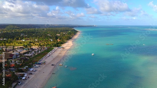 Aerial view of Maragogi beach, hidden travel destination in Brazil. 